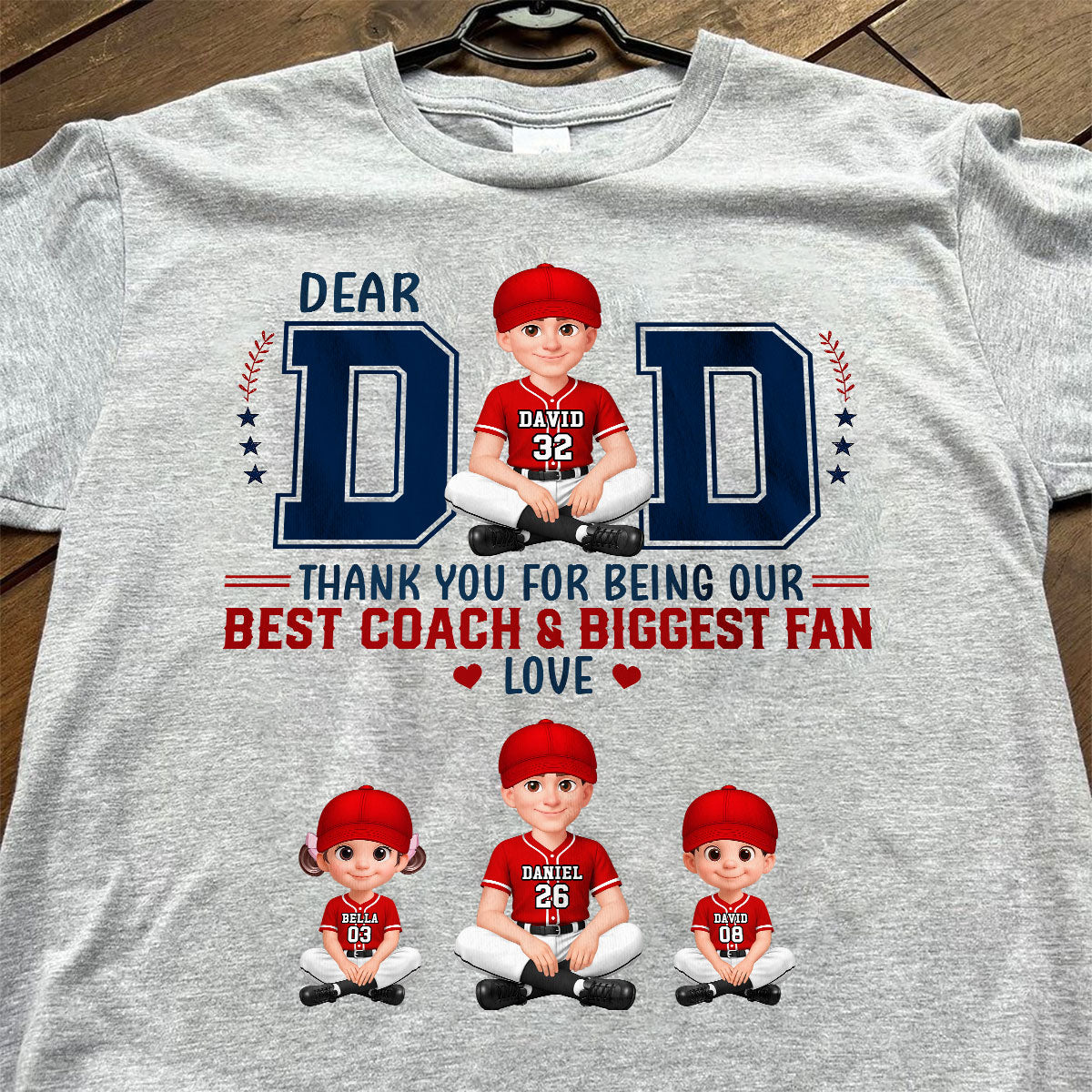 Baseball Dear Dad Thank You - Personalized Shirt - Father's Day Gift For Baseball Dad