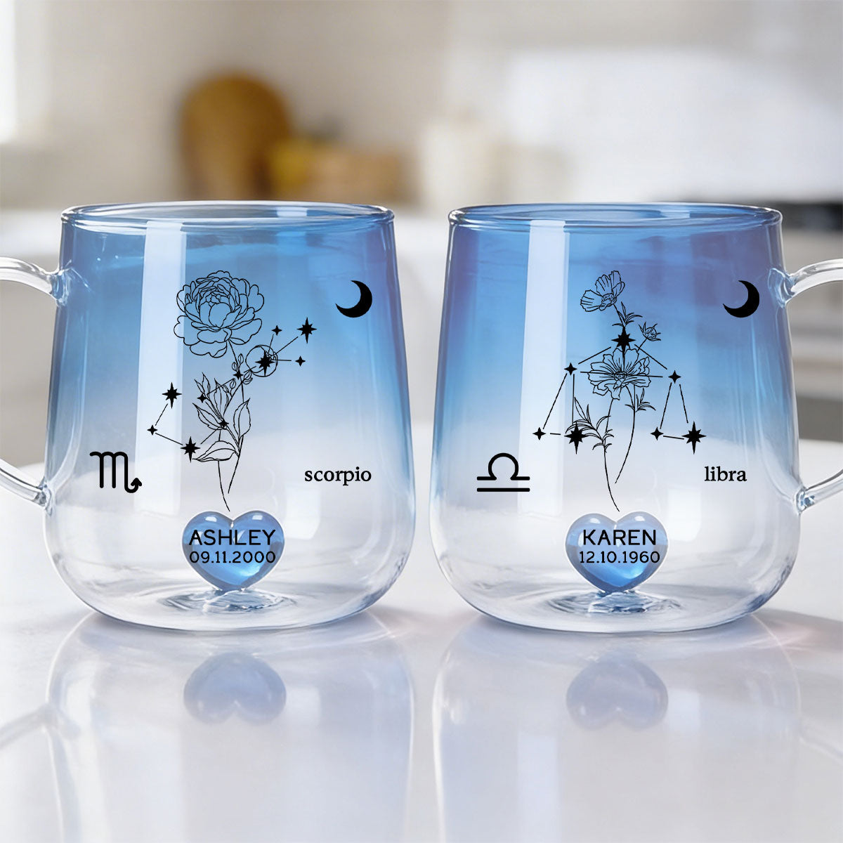 Custom Zodiac Birth Flower - Personalized Glass Mug - Sentimental Birthday Gift for Her