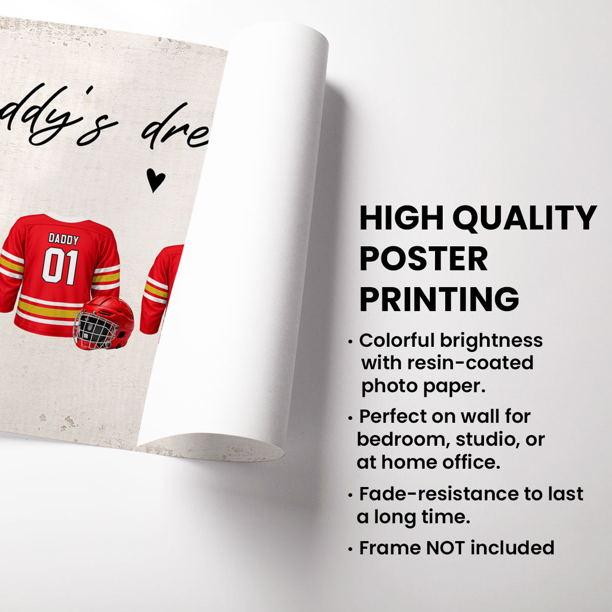 Daddy's Dream Team Hockey Family - Personalized Poster - Gift For Hockey Family