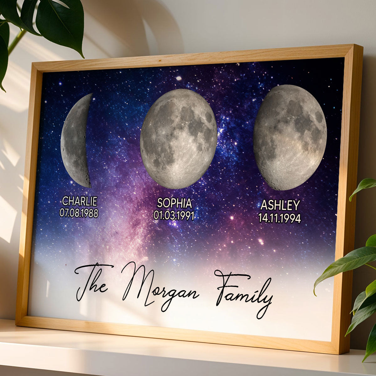 Starry Night Family Love Custom Birth Moon Phase - Personalized Poster - Gift For Mom, Dad