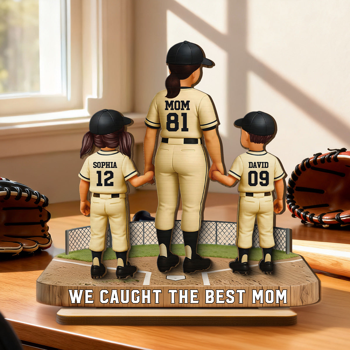 Mommy's Baseball Dream Team - Personalized 2-Layered Wooden Plaque - Mother's Day Gift For Baseball Mom