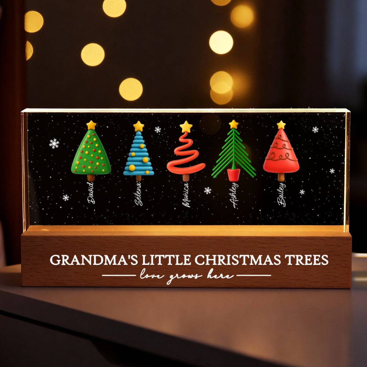 Grandma's Little Christmas Trees - Personalized LED Night Light - Heartwarming Christmas Gift For Grandma, Grandkid, Family