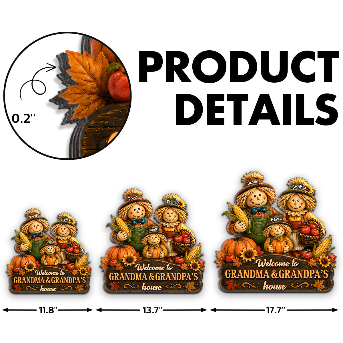 Welcome to Grandma Grandpa's House Scarecrow - Personalized Door Hanger - Fall Thanksgiving Decor