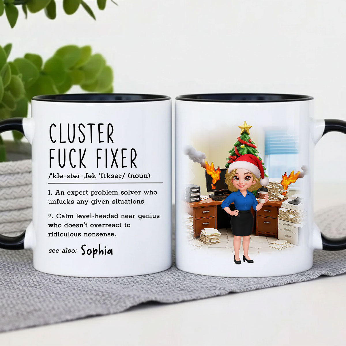 Cluster F*ck Fixer Office Humor - Personalized Mug - Christmas Gift for Coworkers, Husband, Wife, Daughter, Son, Friends
