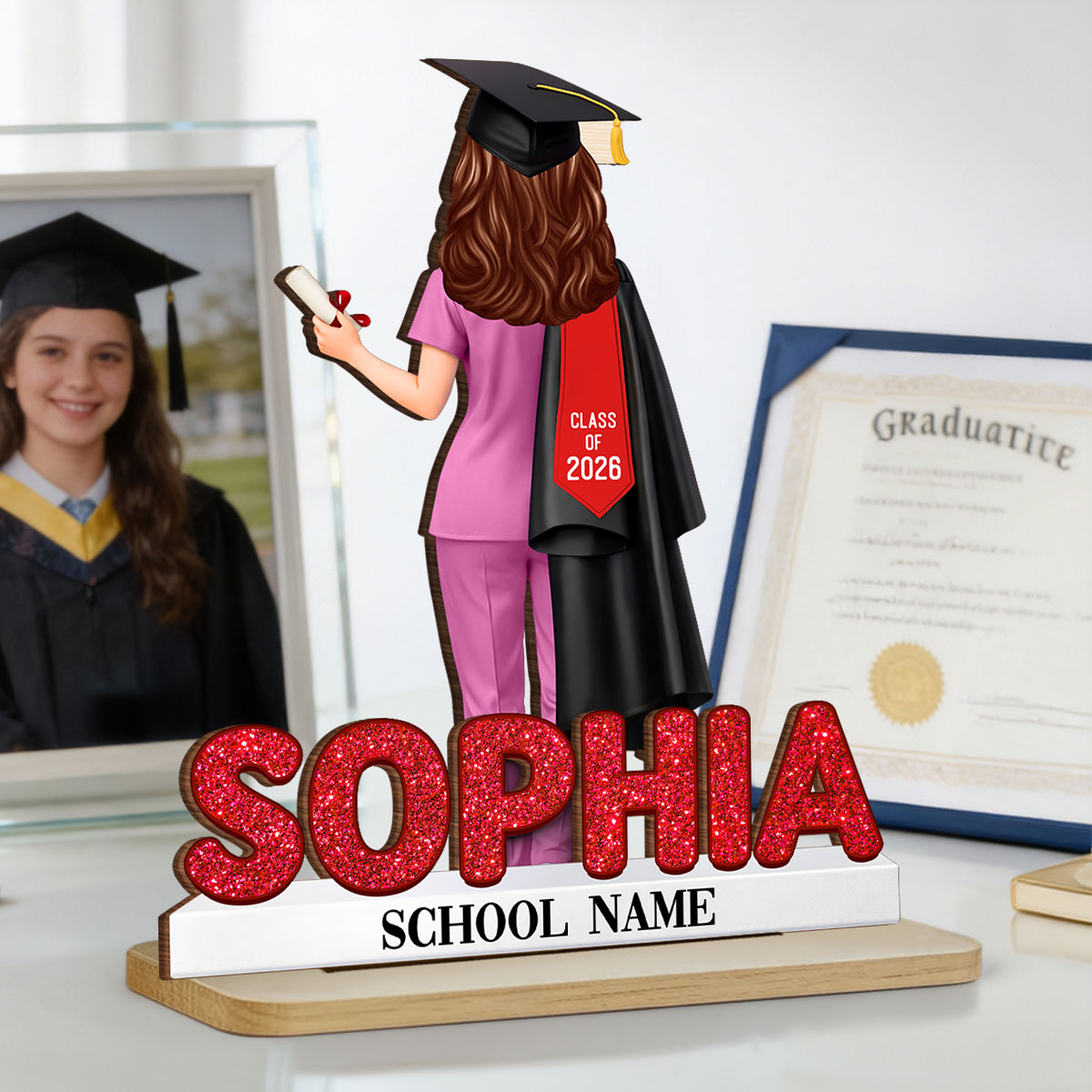 Nurse Graduation Class Of 2026 - Personalized 2-Layered Wooden Plaque - Graduation Gift For Seniors, Daughter, Son, Grandkids