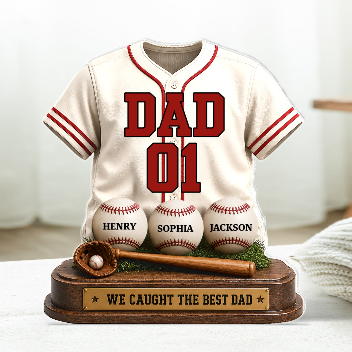 Baseball Dad Legend We Caught The Best Dad - Personalized Acrylic Block Plaque -  Gift For Dad, Husband
