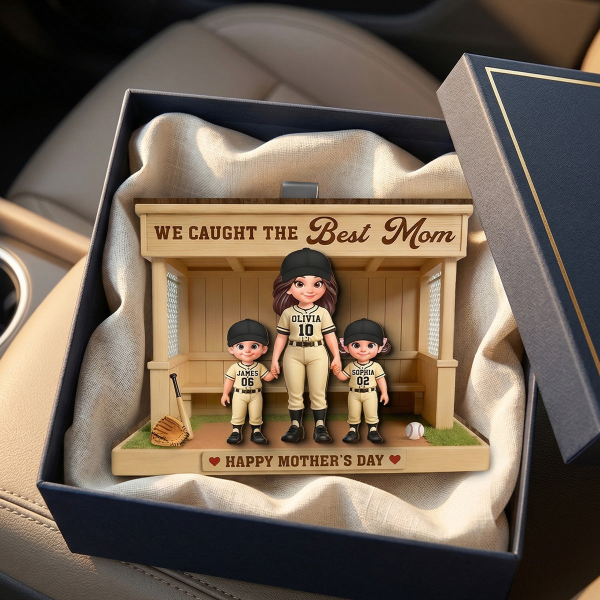 We Caught The Best Mom Baseball Dugout - Personalized Car Visor - Mother's Day Gift For Baseball Mom