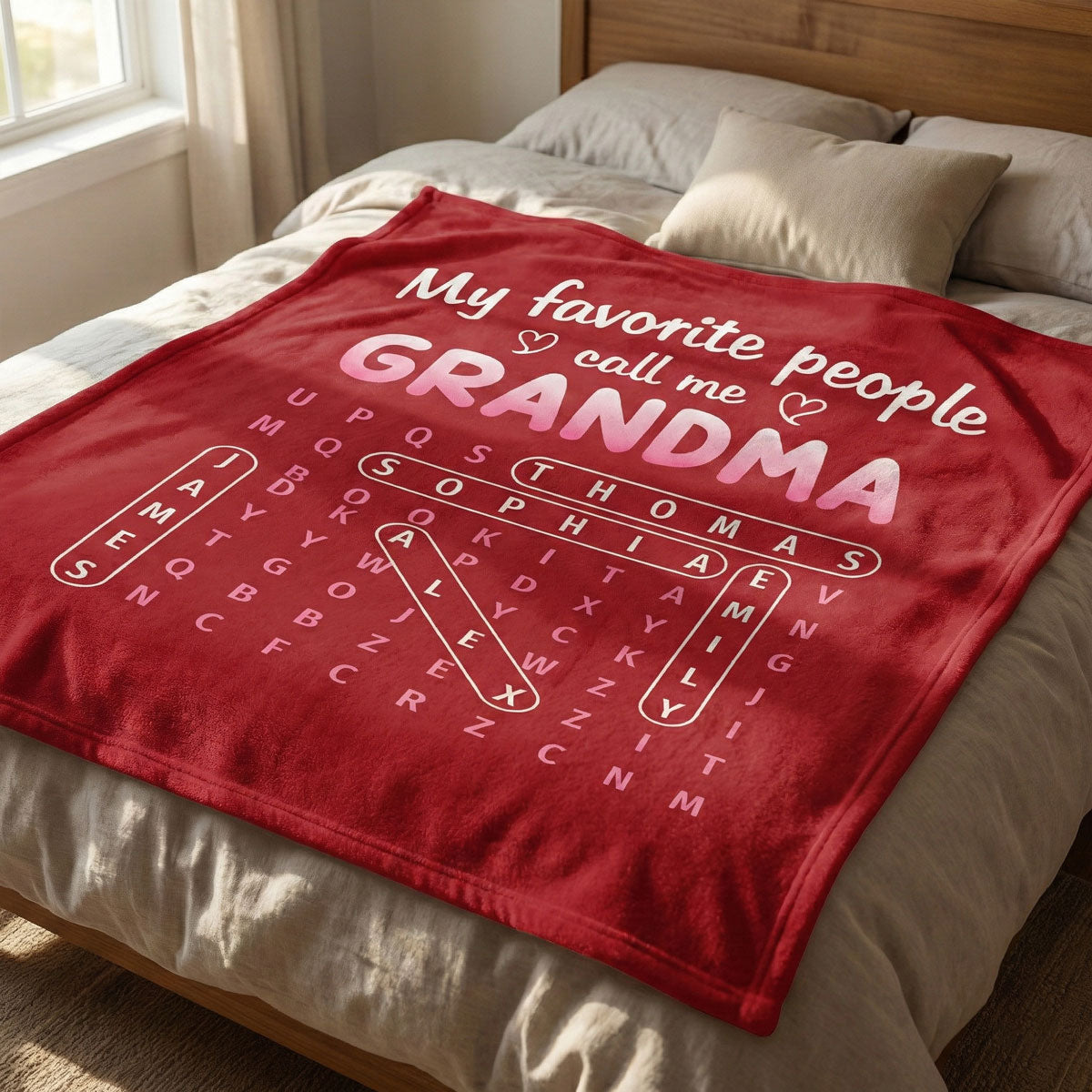 Favorite People Call Me Grandma Word Search Puzzle - Personalized Fleece Blanket - Mother's Day Gift For Grandma