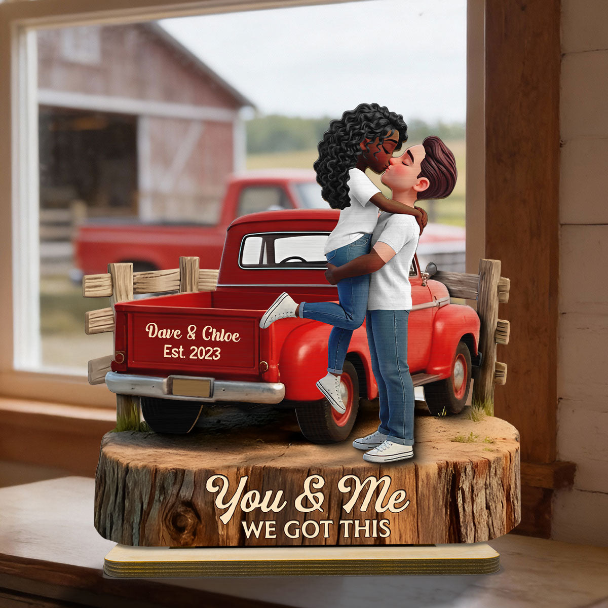 Romantic Couple Pickup Truck You & Me We Got This - Personalized 2-Layered Wooden Plaque - Gift For Couple, Farmhouse Decor