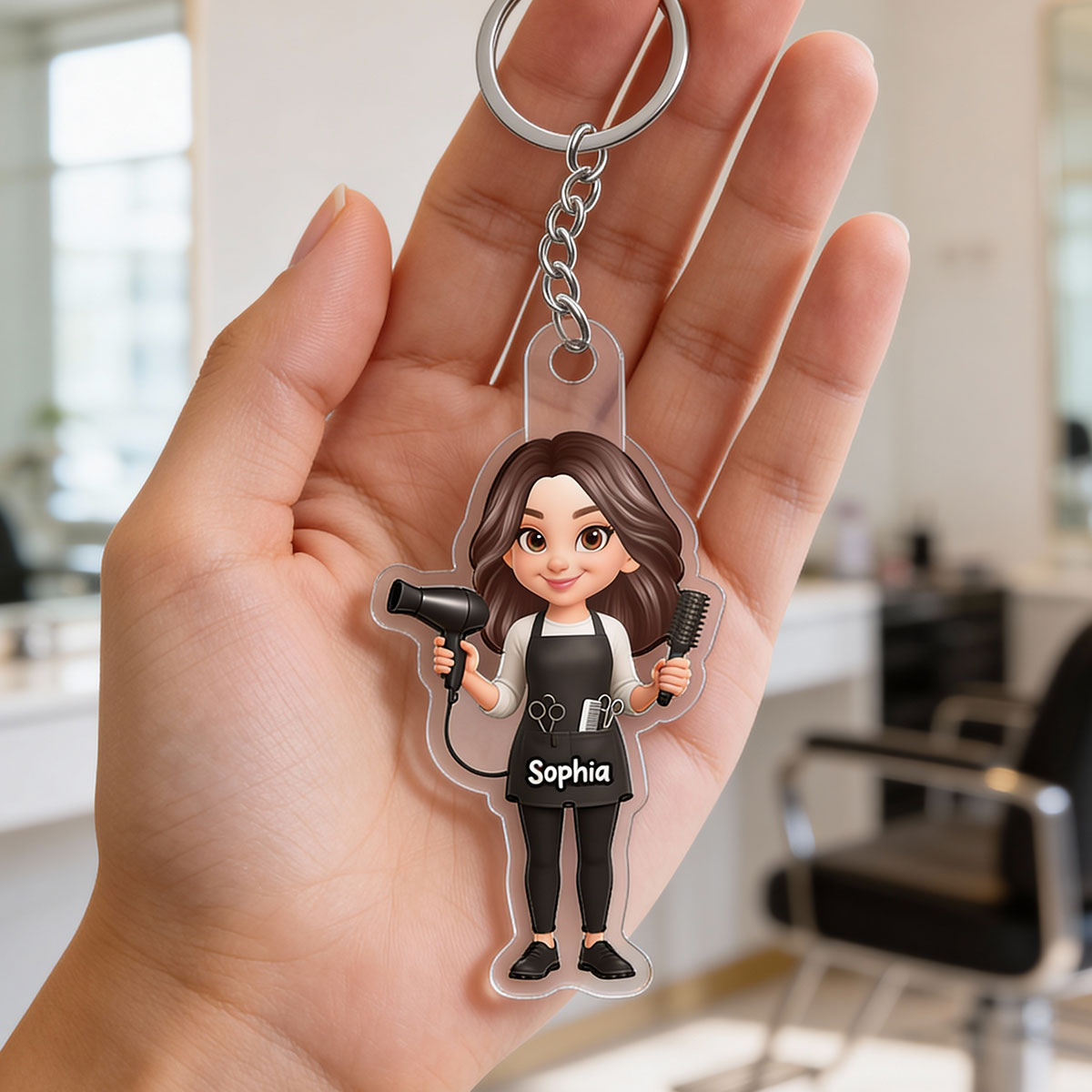 Hairdresser Man Woman - Personalized Acrylic Keychain - Gift For Hairdressers
