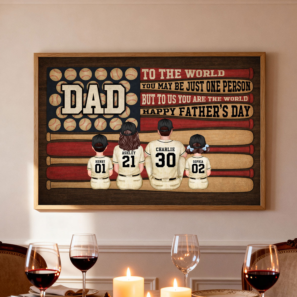 Baseball Nation Flag Dad Us You Are The World - Personalized Poster - Father's Day Gift For Baseball Dad