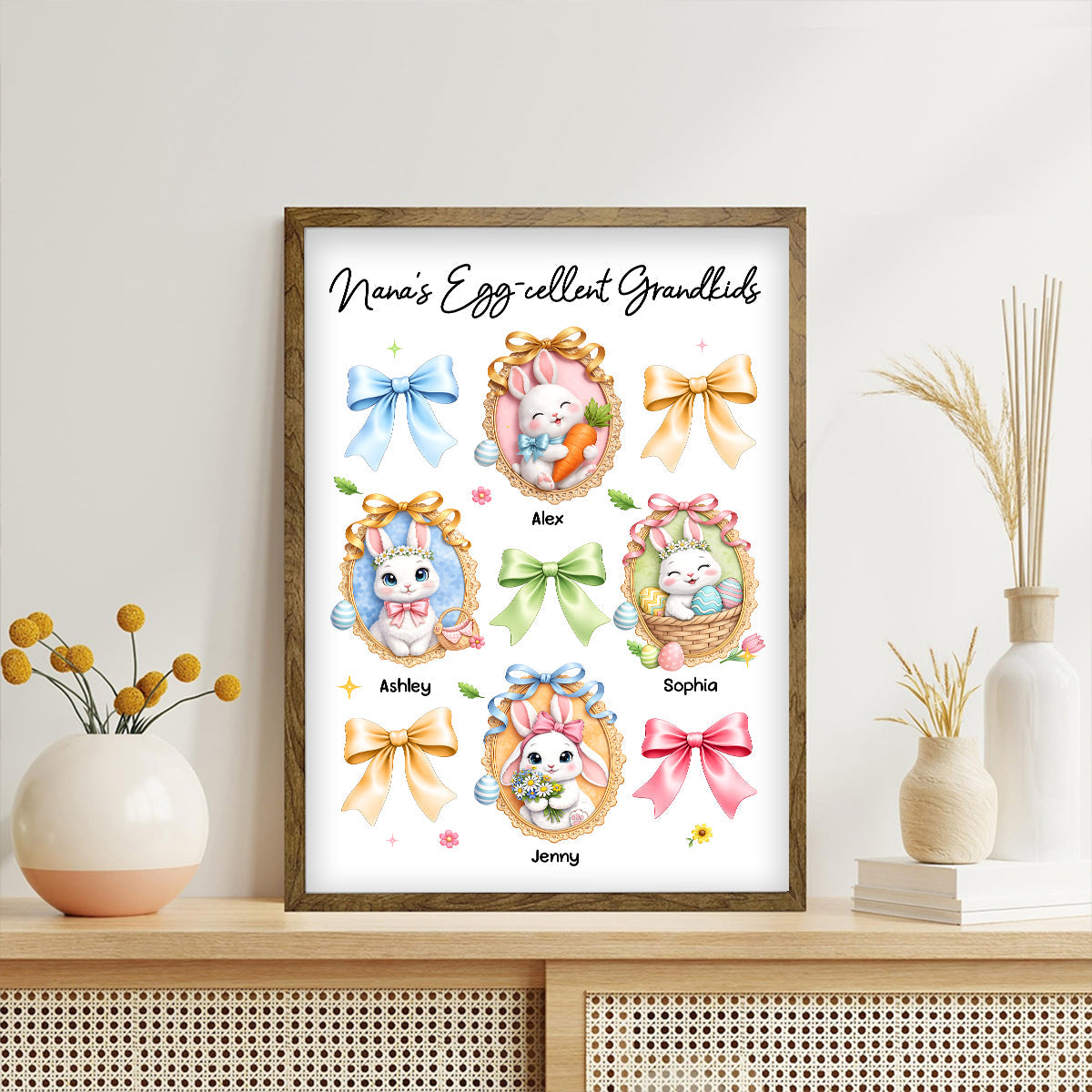 Nana's Egg-cellent Grandkids - Personalized Poster - Easter Decor Gift For Grandma