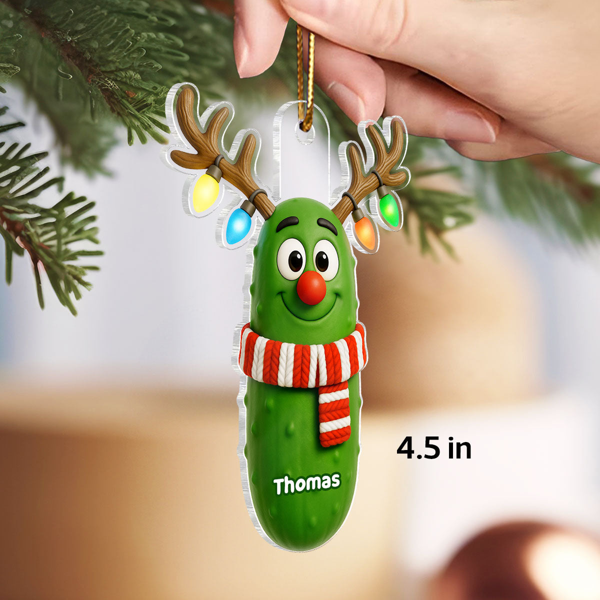 Christmas Pickle Characters - Personalized Acrylic Ornament - Funny White Elephant Gift