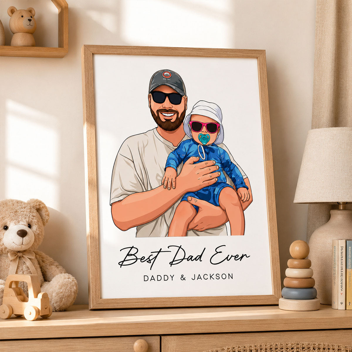 Portrait Color Drawing Style Best Dad Ever - Personalized Poster - Father's Day Gift For Dad, Husband