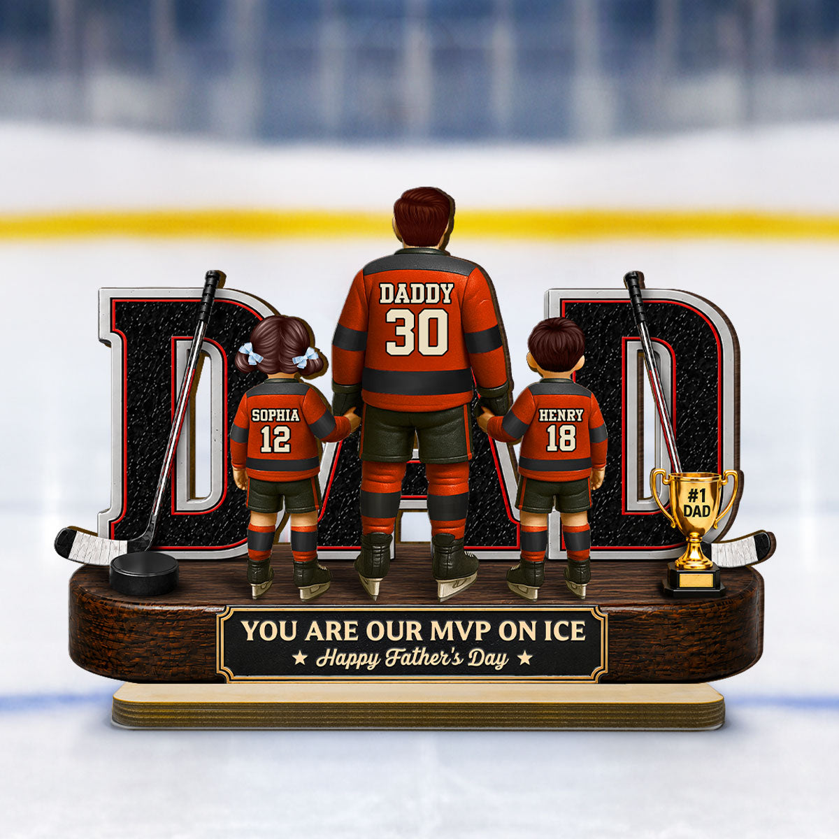 Hockey Dad Legend You Are Our MVP On Ice - Personalized 2-Layered Wooden Plaque -  Gift For Dad, Husband