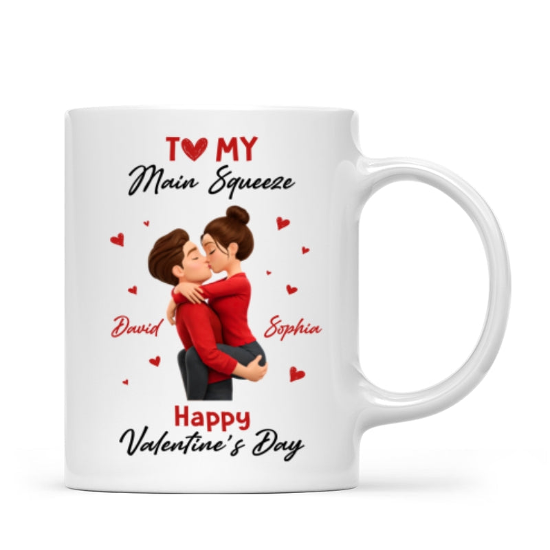To My Main Squeeze Happy Valentine's Day - Personalized Mug - Unique Valentine's Day Gift for Her
