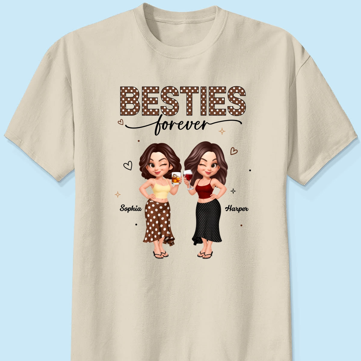 Besties Forever Polka Dot Patterned - Personalized Shirt