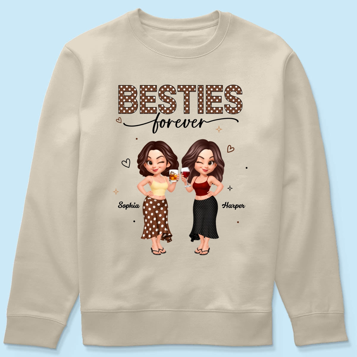 Besties Forever Polka Dot Patterned - Personalized Shirt