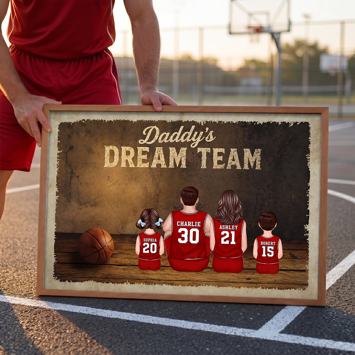 Daddy's Basketball Dream Team - Personalized Poster - Father's Day Gift for Dad, Husband