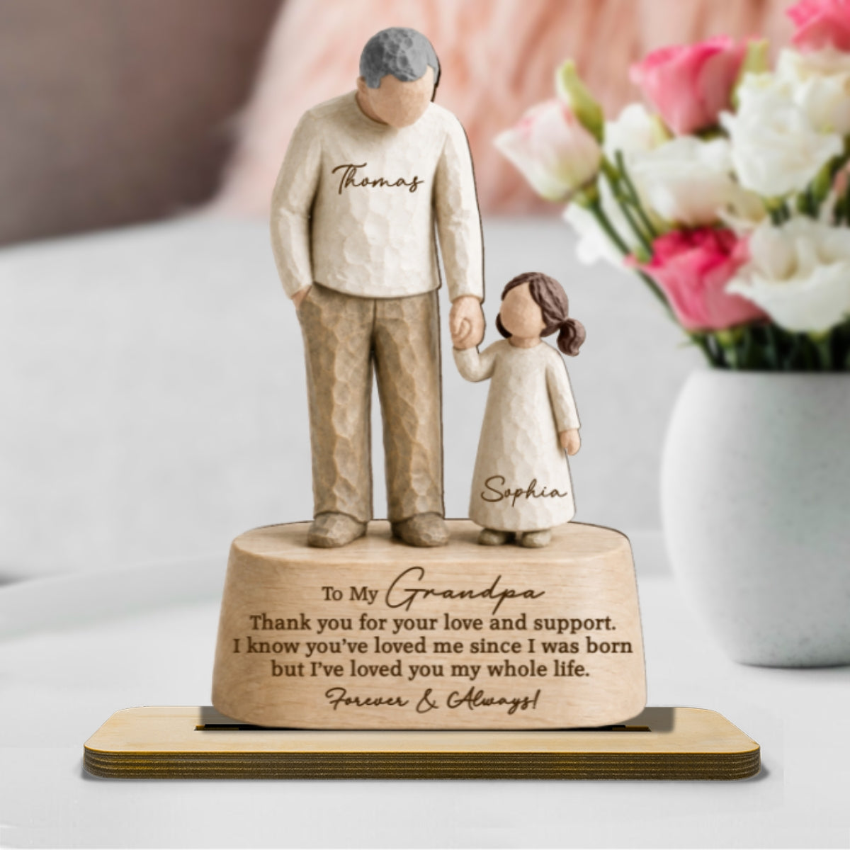 I've Loved You My Whole Life Grandpa & Grandkid 2D Flat Printed - Personalized 2-Layered Wooden Plaque - Sentimental  Gift For Grandpa