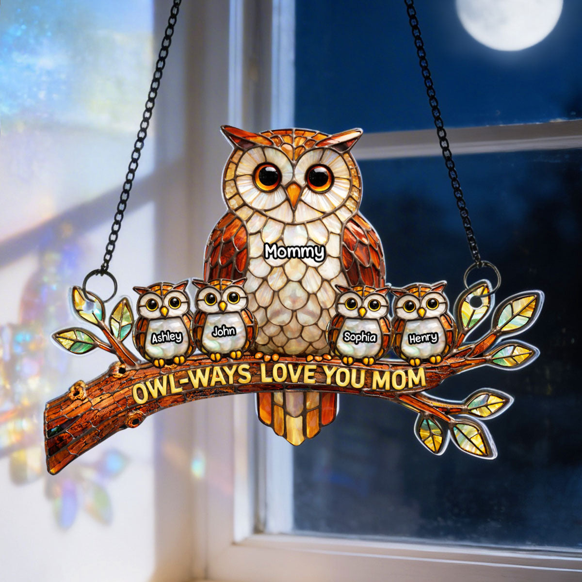 Owl-Ways Love You Mom - Personalized Suncatcher - Gift For Mom, Grandma