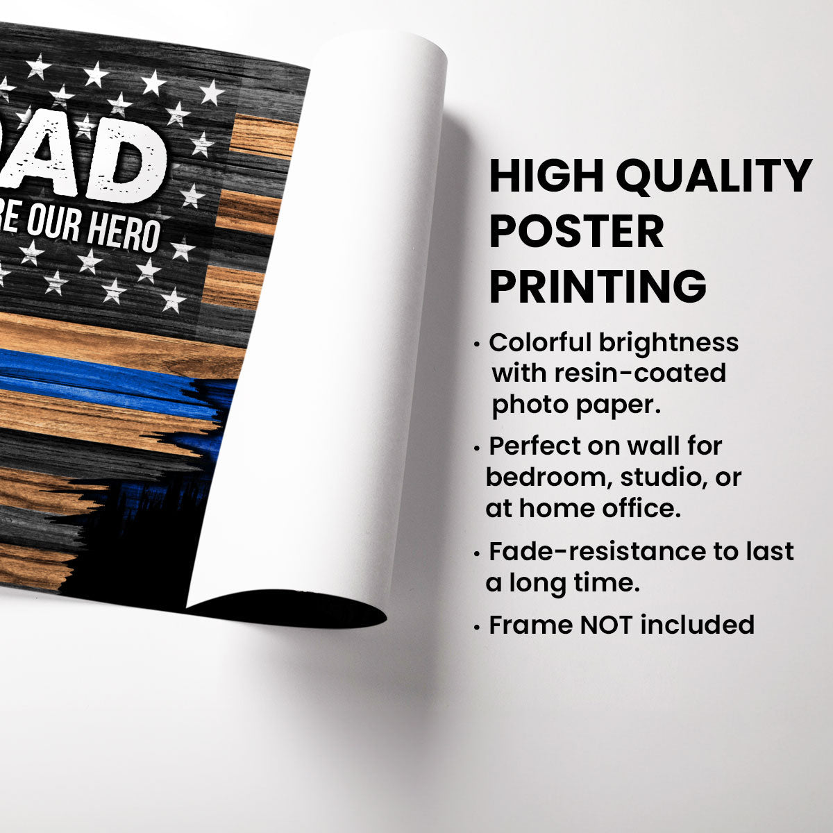 Police Sheriff Deputy Half Thin Blue Line Flag Dad Grandpa - Personalized Poster - Father's Day Gift For Dad, Grandpa