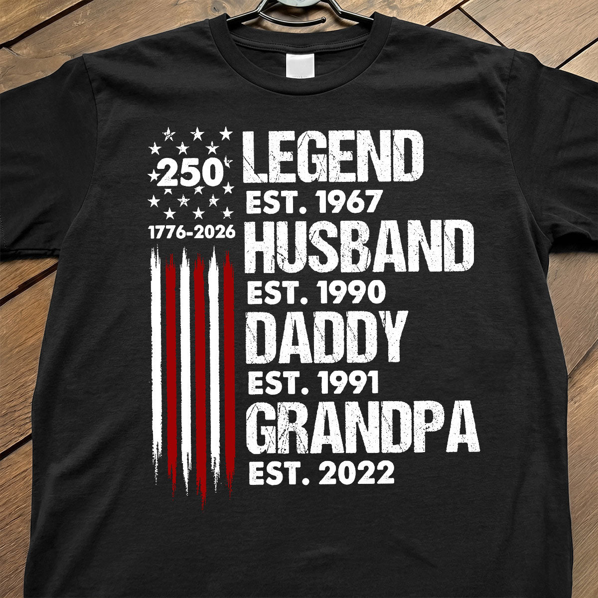 Proud Grandpa Legend Nation Flag American 250th Anniversary - Personalized Shirt - Father's Day Gift For Dad, Grandpa