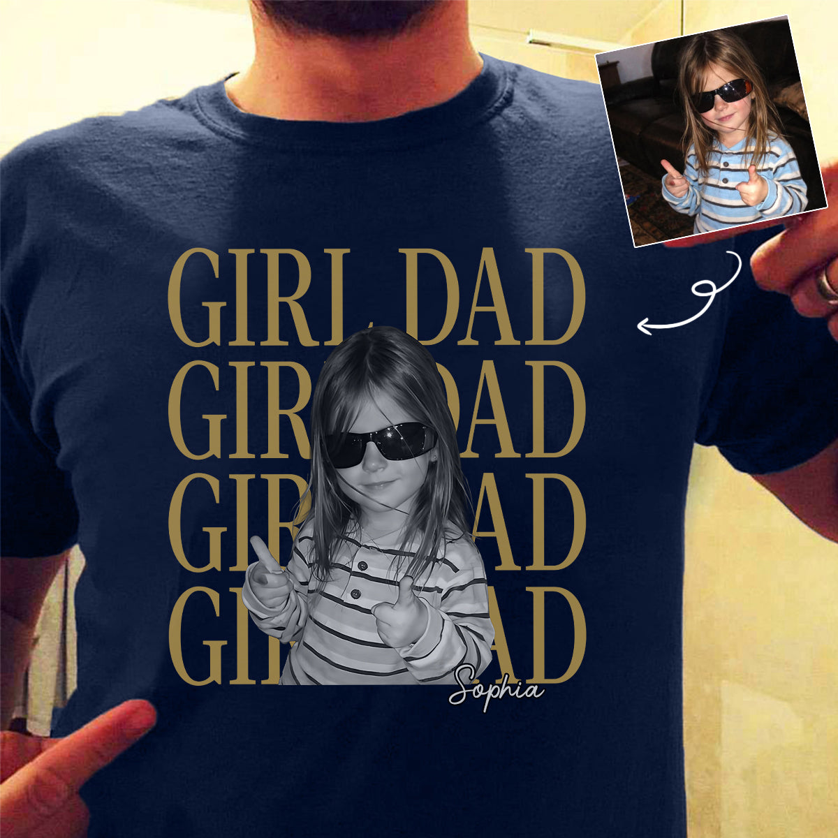 Personalized Vintage Photo Girl Dad Boy Dad - Personalized Shirt - Father's Day Gift for Dad, Husband