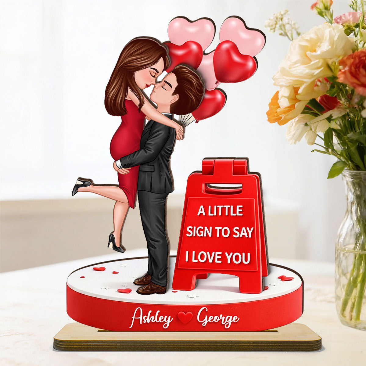 Romantic I Love You Sign - Personalized 2-Layered Wooden Plaque - Gift for Couple, for Her, for Him