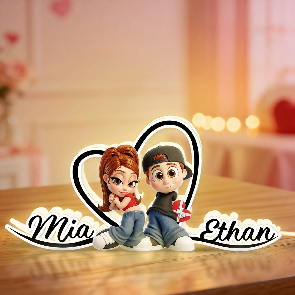 Y2K Heart Shaped Couple Names - Personalized Light Box - Sentimental Valentine's Day Gift for him, for her