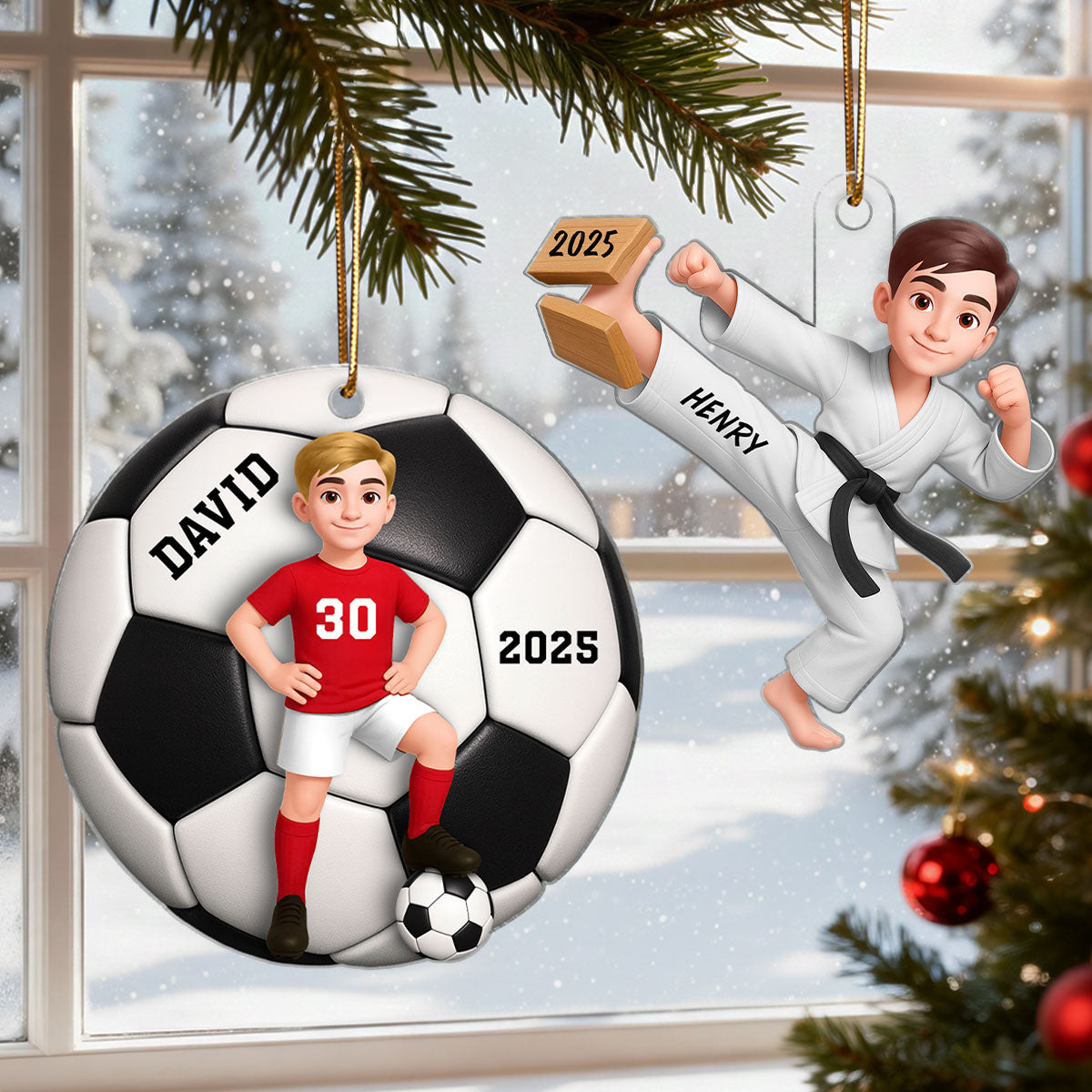 3D Effect Karate Boy Girl - Personalized Acrylic Ornament - Christmas Gift for Daughter or Son