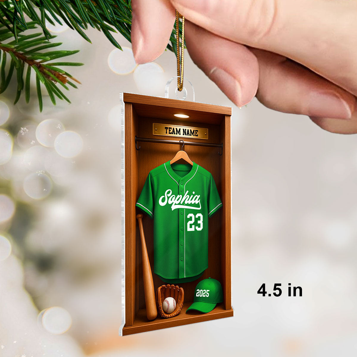 3D Effect Baseball Locker Room Display - Personalized Acrylic Ornament - Christmas Gift for Sons, Daughters, Grandkids