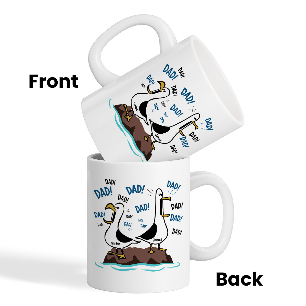 Seagull Dad! Dad! Dad! - Personalized Mug - Funny Father's Day Gift For Dad, Husband