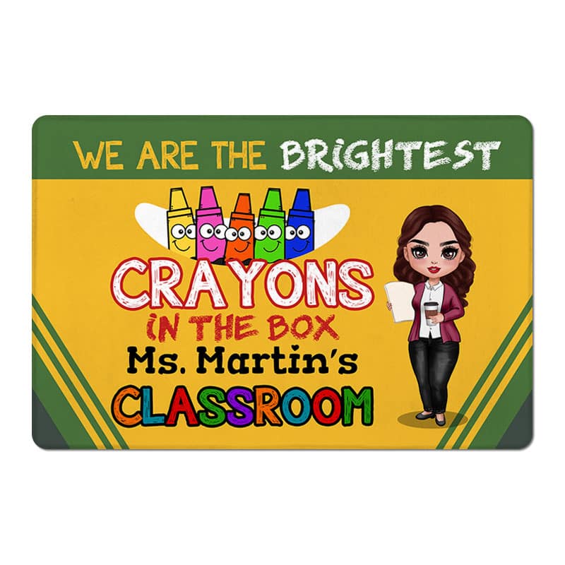 Brightest Crayons In The Box Teacher Personalized Doormat