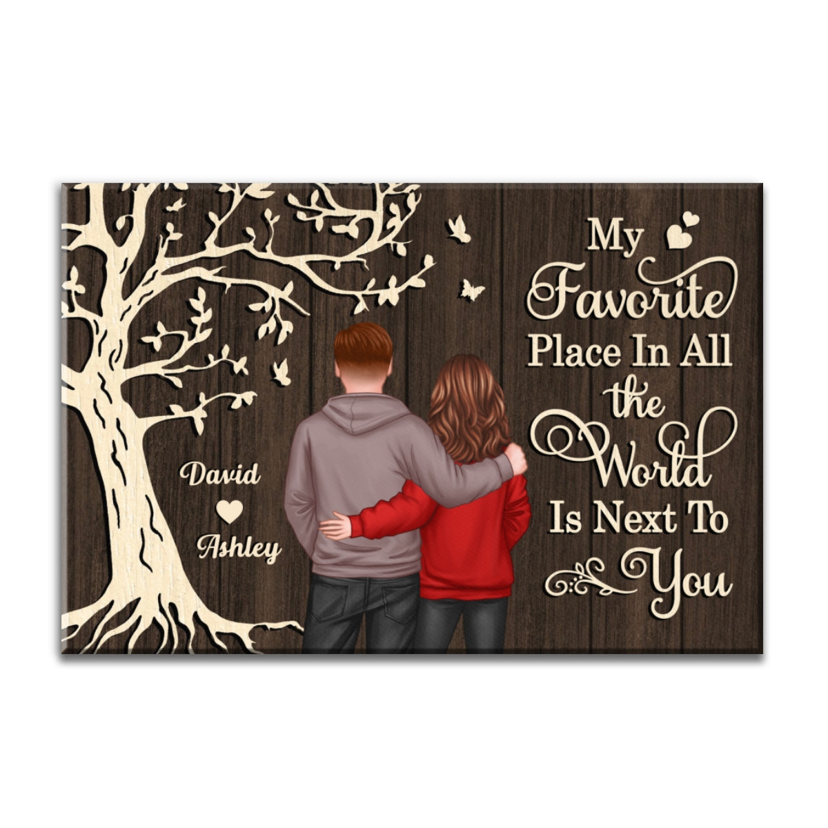 My Favorite Place in All the World Couple Tree - Personalized Canvas - Gift for him, Gift for her