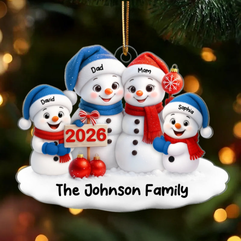Family Snowmen 2026 - Personalized Acrylic Ornament - Festive Christmas Decor, Christmas Gift for Family