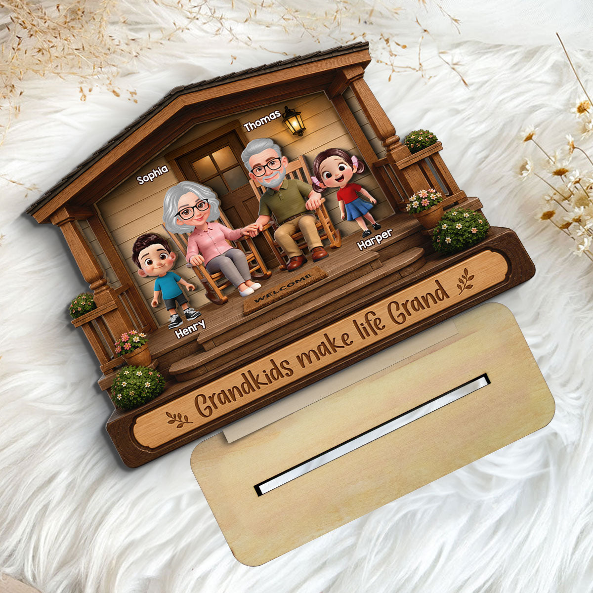 There's No Place Like Grandparents' House 2D Flat - Personalized 2-Layered Wooden Plaque - Home Decor Gift For Grandparents