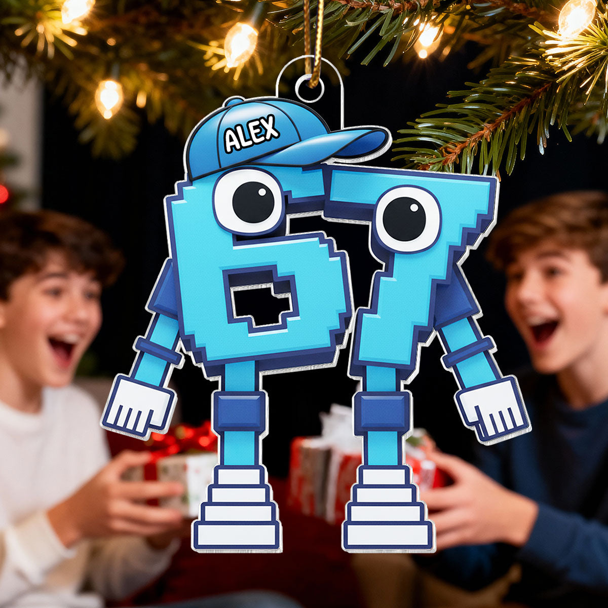 3D Effect 67 Brain Rot Christmas Ornament – Personalize Funny Roblox Style Kid Gift