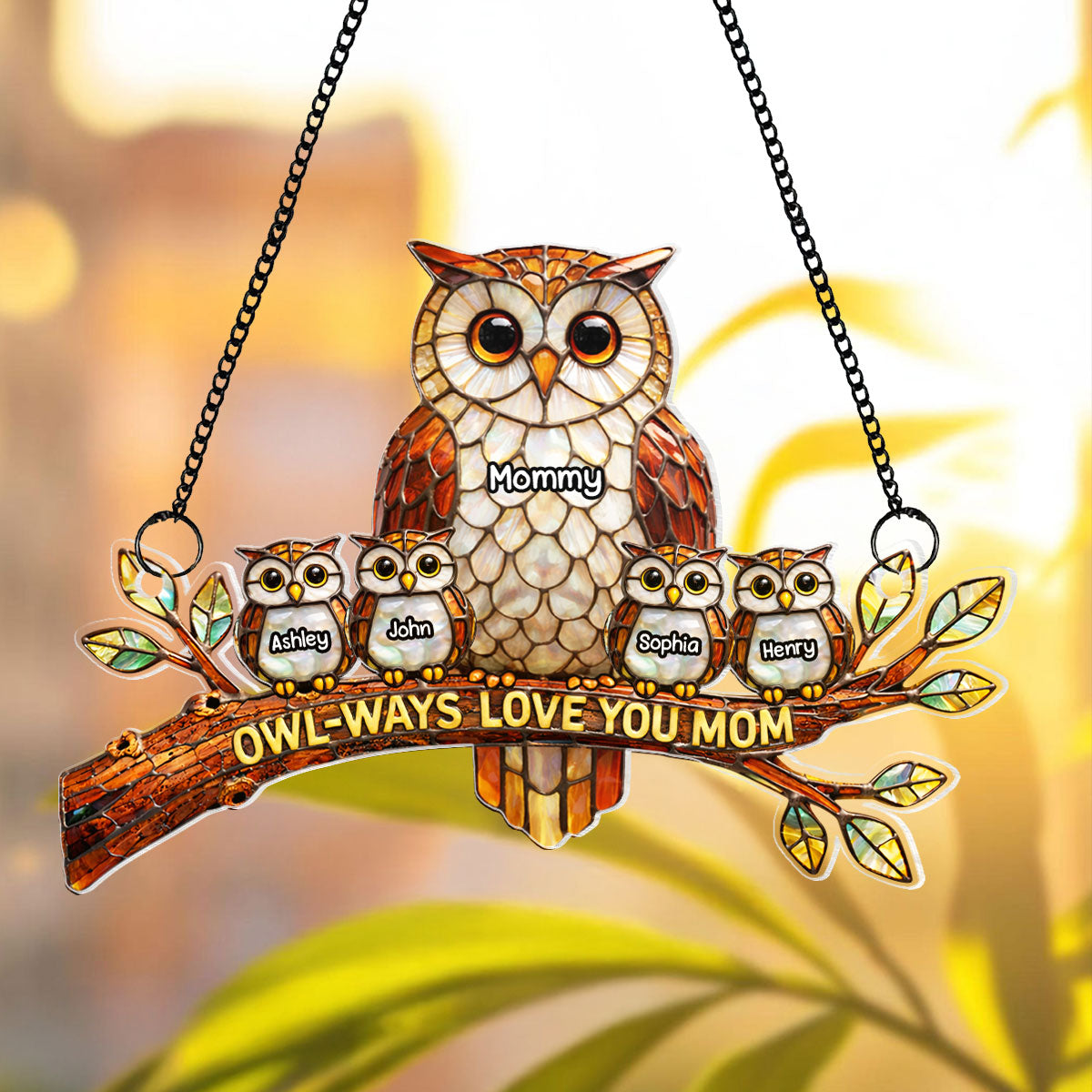 Owl-Ways Love You Mom - Personalized Suncatcher - Gift For Mom, Grandma