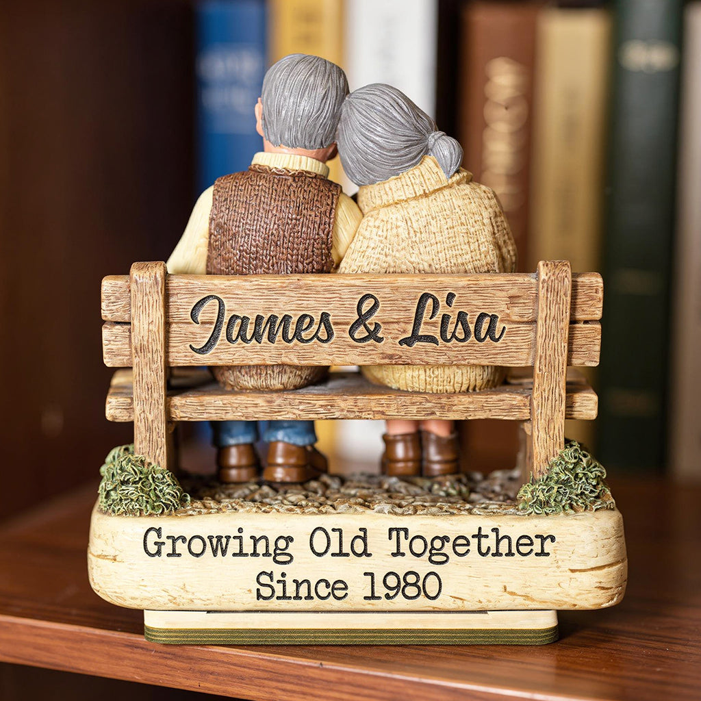 Growing Old Together Couple  - Personalized Standing Wooden Plaque - Gift for Couple