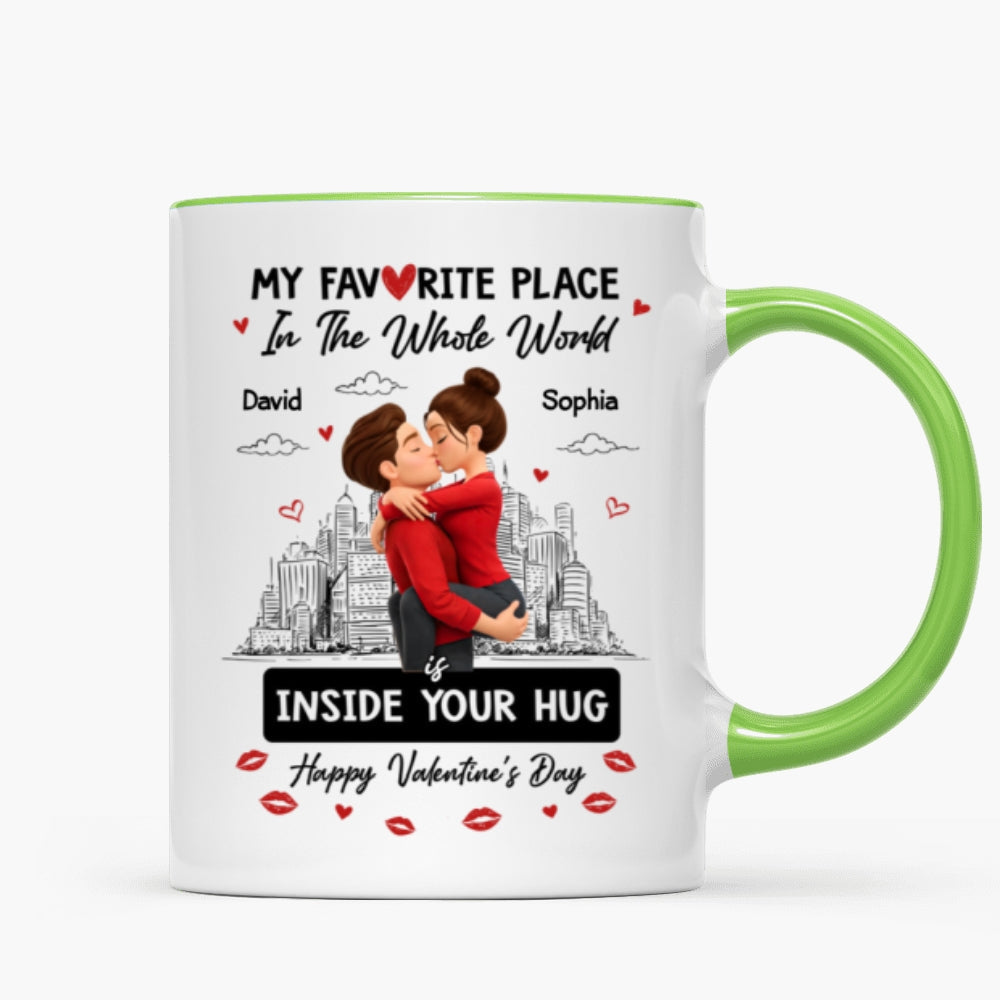 My Favorite Place in the Whole World is Inside Your Hug - Personalized Mug - Sentimental Couple Gift for Him
