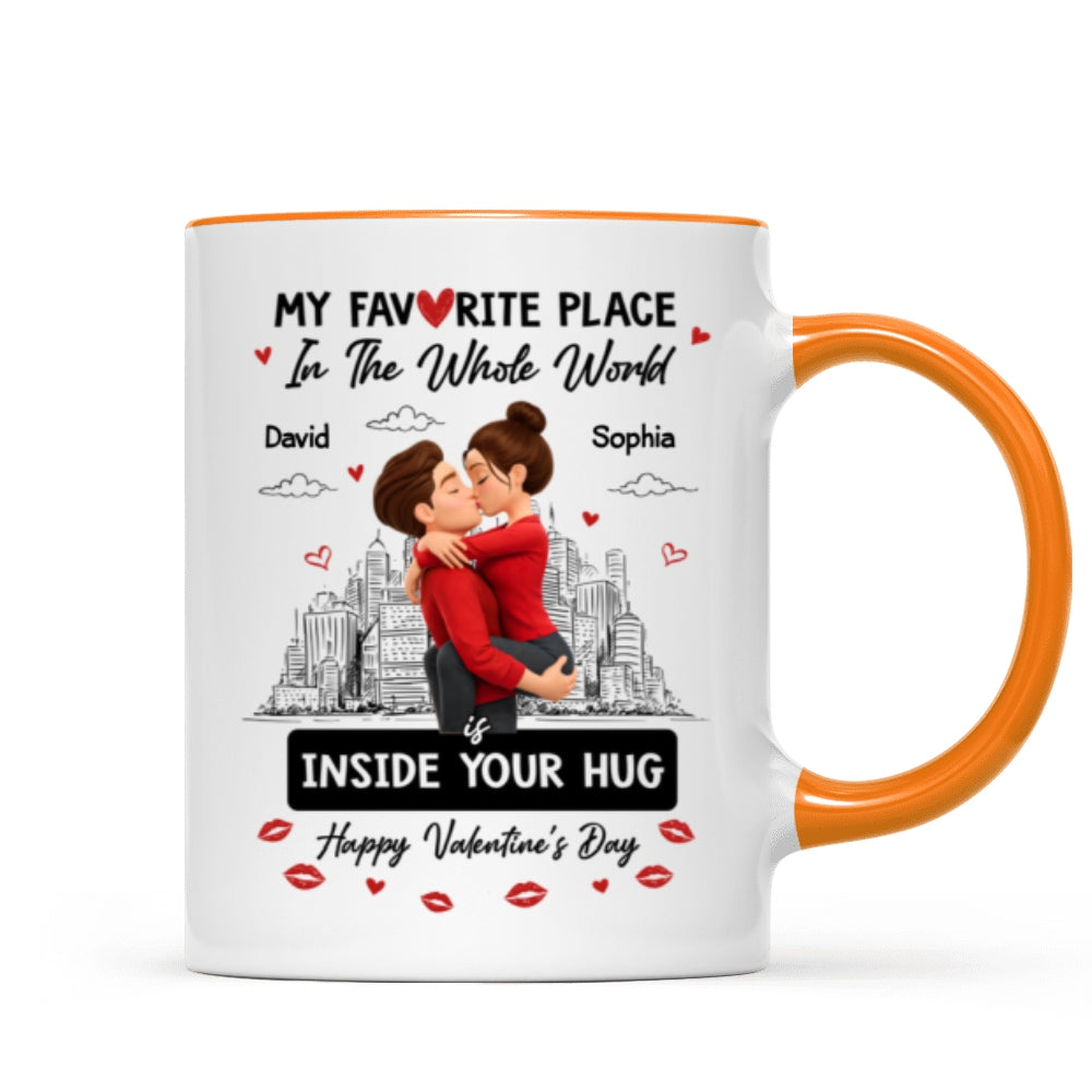 My Favorite Place in the Whole World is Inside Your Hug - Personalized Mug - Sentimental Couple Gift for Him