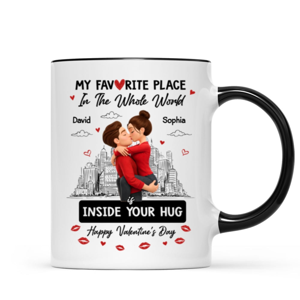 My Favorite Place in the Whole World is Inside Your Hug - Personalized Mug - Sentimental Couple Gift for Him