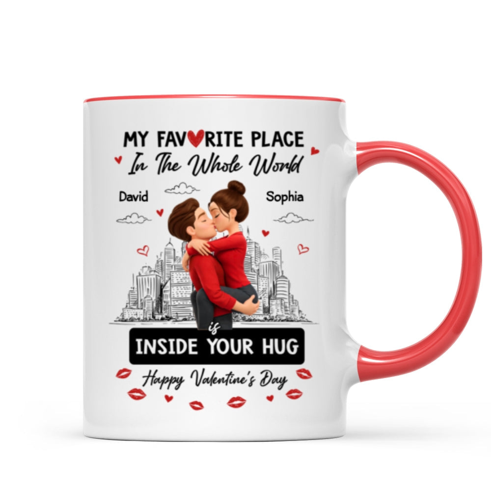 My Favorite Place in the Whole World is Inside Your Hug - Personalized Mug - Sentimental Couple Gift for Him