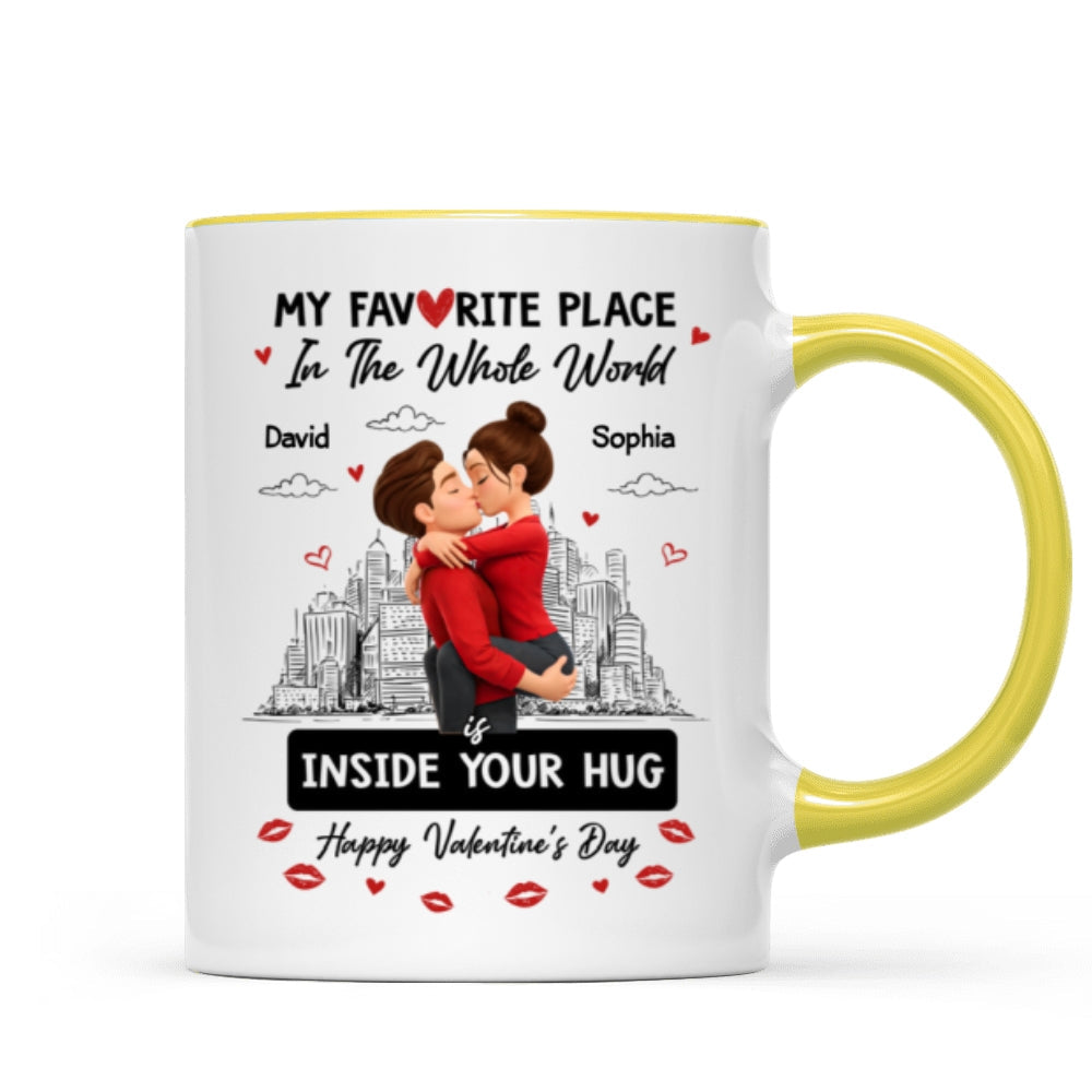 My Favorite Place in the Whole World is Inside Your Hug - Personalized Mug - Sentimental Couple Gift for Him