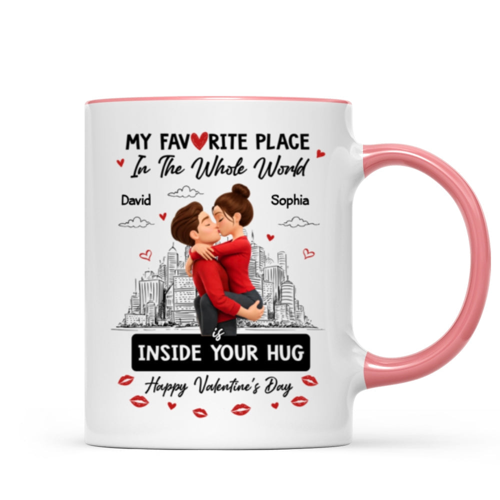 My Favorite Place in the Whole World is Inside Your Hug - Personalized Mug - Sentimental Couple Gift for Him