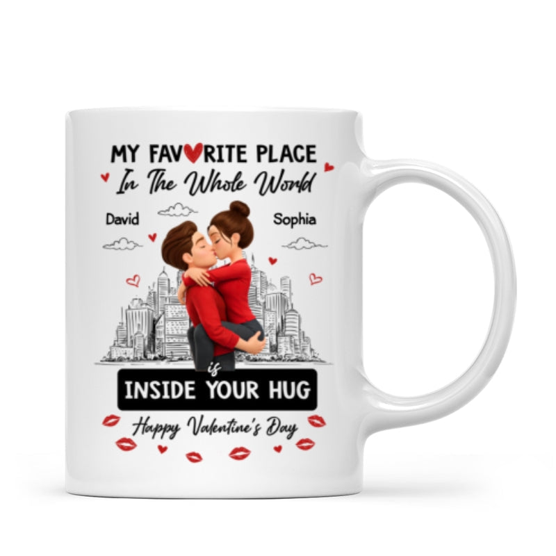 My Favorite Place in the Whole World is Inside Your Hug - Personalized Mug - Sentimental Couple Gift for Him