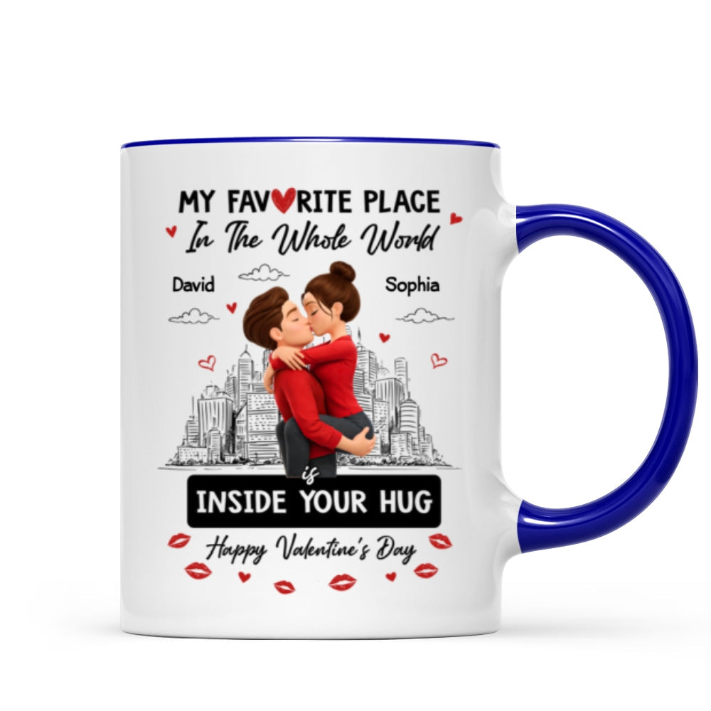 My Favorite Place in the Whole World is Inside Your Hug - Personalized Mug - Sentimental Couple Gift for Him