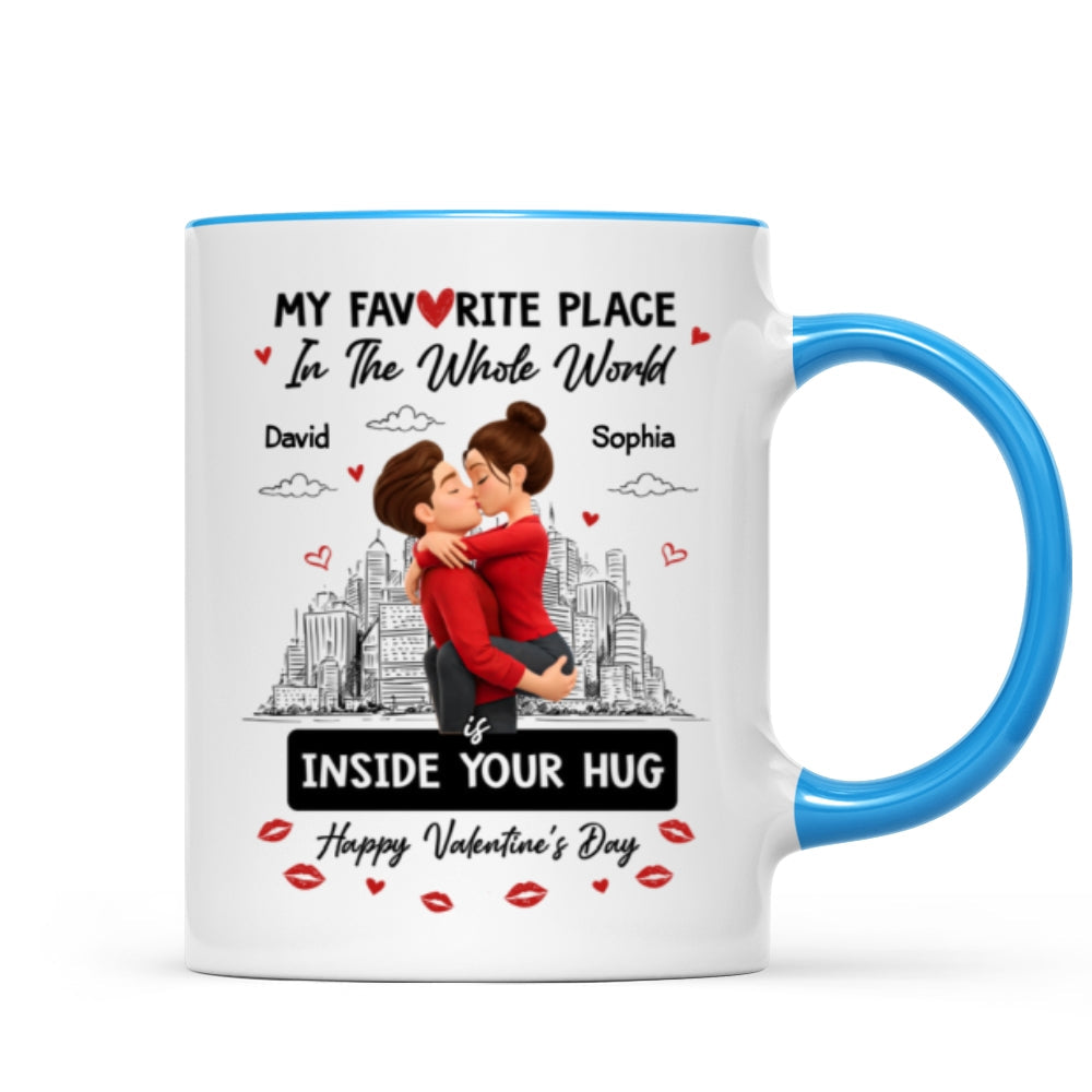My Favorite Place in the Whole World is Inside Your Hug - Personalized Mug - Sentimental Couple Gift for Him