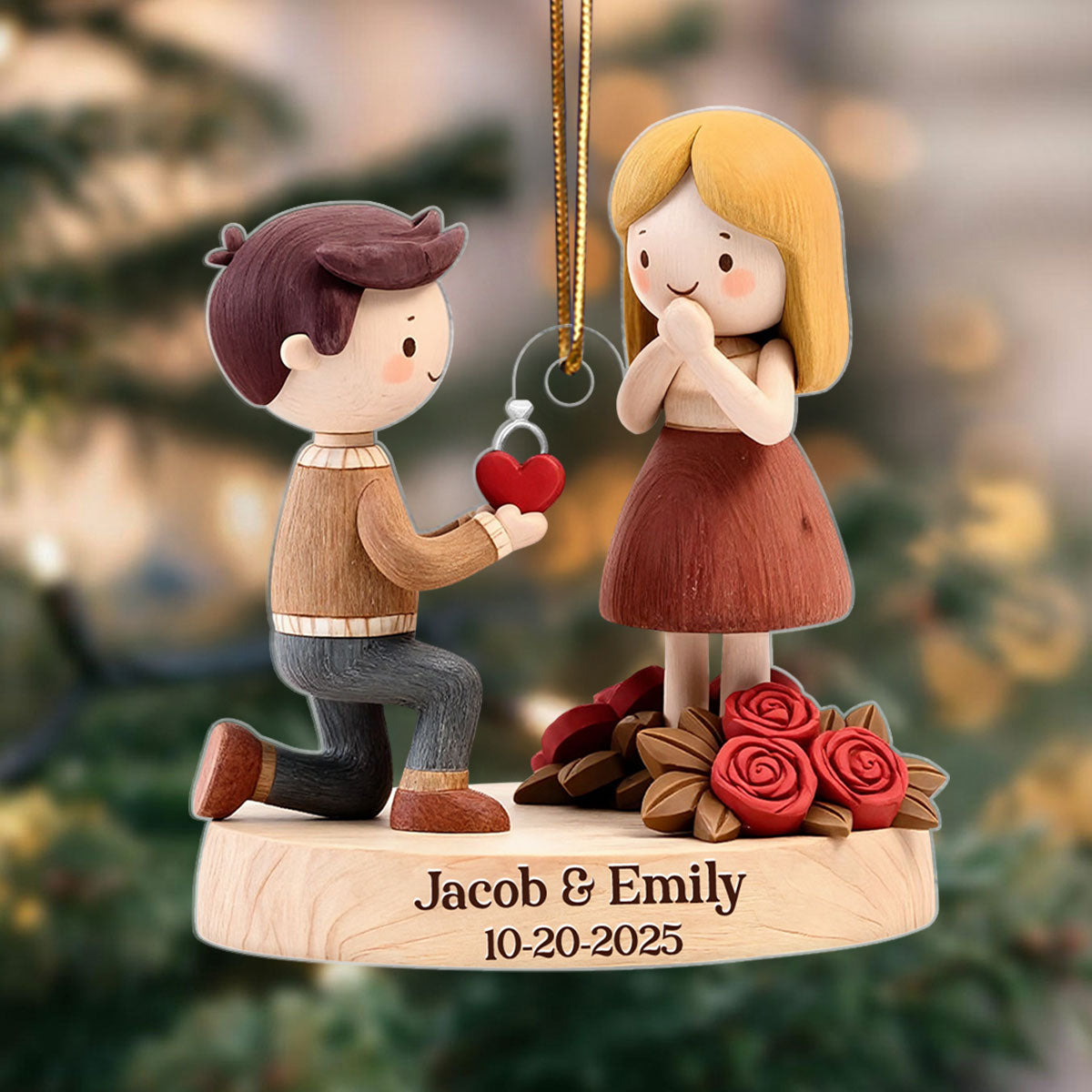 Couple Marriage Proposal Engagement - Personalized Acrylic Ornament - Custom She Said Yes Keepsake